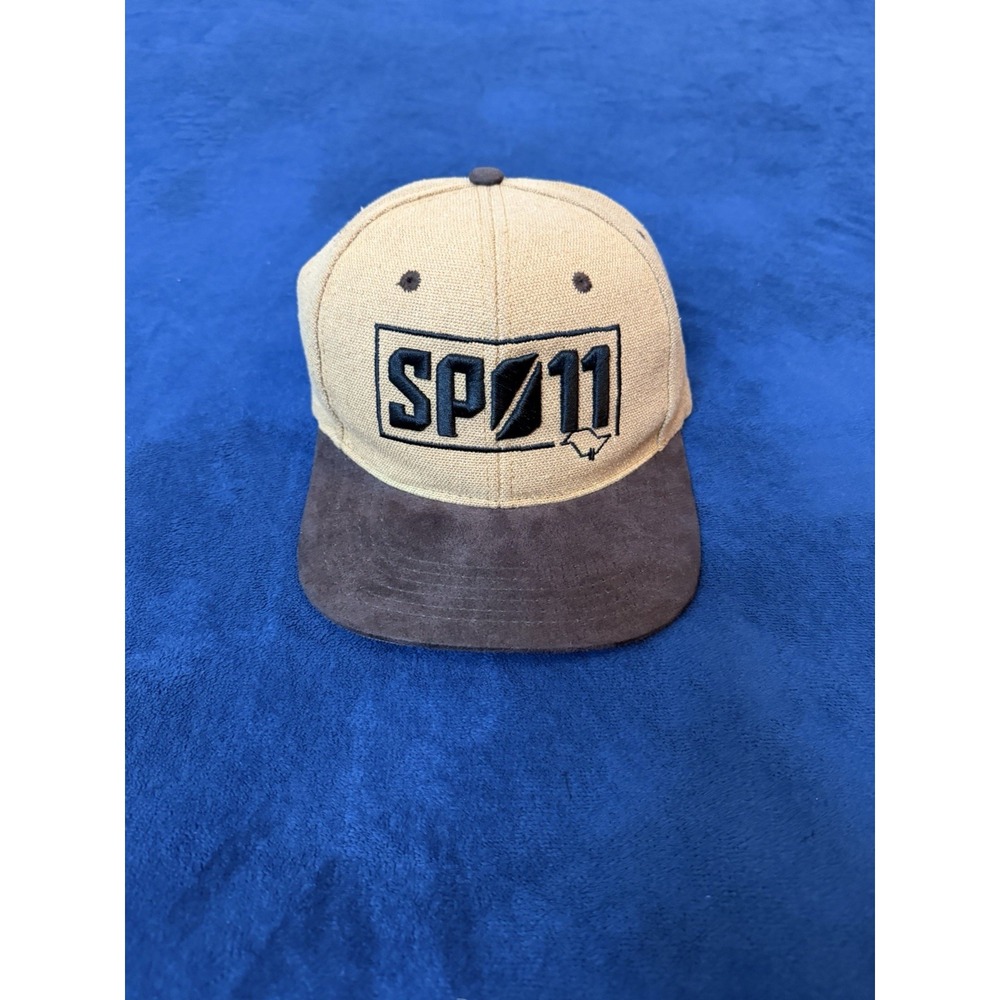 Vtg 90s SP11 Adjustable Snapback Trucker Hat Cap Tan Brown Street School
